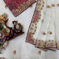 Ivory Applique Scallop Saree