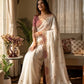 Ivory Applique Scallop Saree