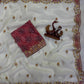 Ivory Applique Scallop Saree