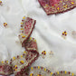 Ivory Applique Scallop Saree
