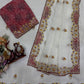 Ivory Applique Scallop Saree