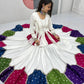 Ivory Bandhani Kediyu Lehenga