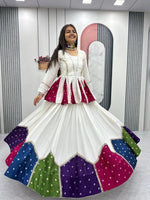 Ivory Bandhani Kediyu Lehenga