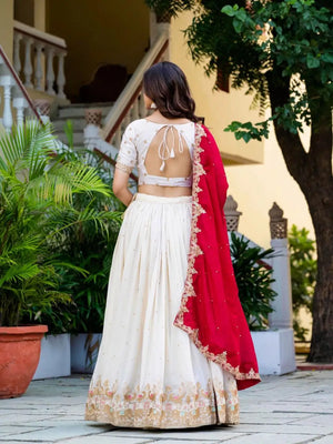Ivory Charm Vichitra Embroidered Zari Sequin Lehenga Set