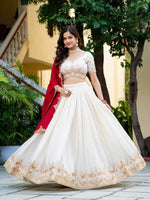 Ivory Charm Vichitra Embroidered Zari Sequin Lehenga Set