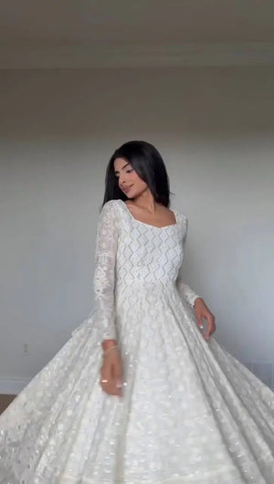 Ivory Chikankari Sequin Anarkali Set