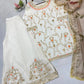 Ivory Chinon Embroidered Suit Set with Palazzo & Digital Print Organza Dupatta