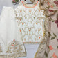 Ivory Chinon Embroidered Suit Set with Palazzo & Digital Print Organza Dupatta