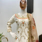 Ivory Chinon Embroidered Suit Set with Palazzo & Digital Print Organza Dupatta