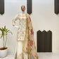 Ivory Chinon Embroidered Suit Set with Palazzo & Digital Print Organza Dupatta