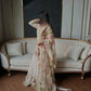 Ivory Chinon Embroidered Suit Set with Palazzo & Digital Print Organza Dupatta