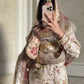 Ivory Chinon Embroidered Suit Set with Palazzo & Digital Print Organza Dupatta