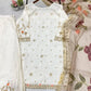 Ivory Chinon Embroidered Suit Set with Palazzo & Digital Print Organza Dupatta