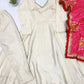 Ivory Chinon Kurti Pant Set with Printed Dupatta