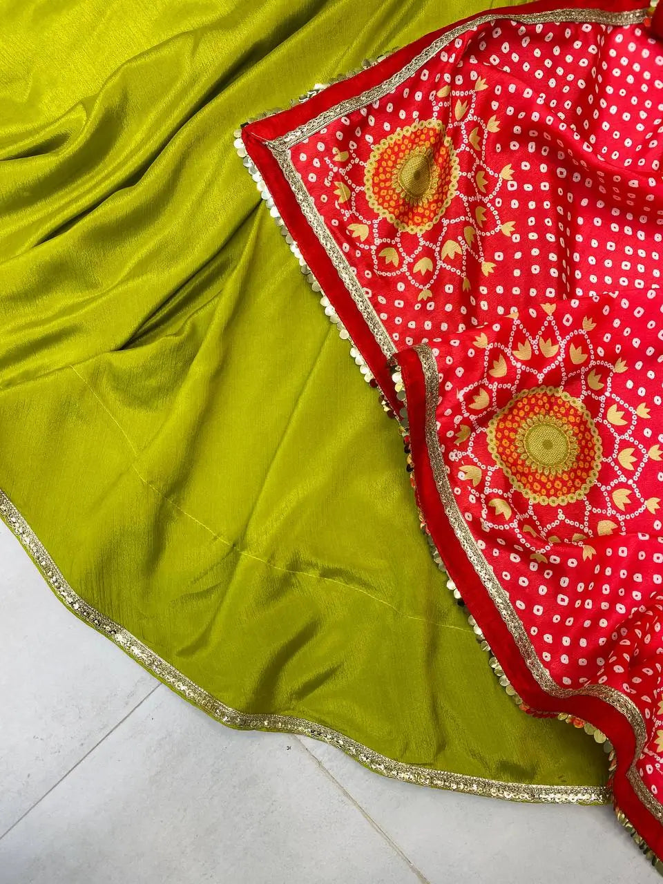 Ivory Chinon Kurti Pant Set with Printed Dupatta
