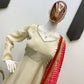 Ivory Chinon Kurti Pant Set with Printed Dupatta
