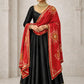 Ivory Chinon Kurti Pant Set with Printed Dupatta