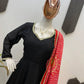 Ivory Chinon Kurti Pant Set with Printed Dupatta