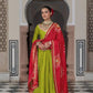 Ivory Chinon Kurti Pant Set with Printed Dupatta