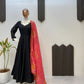 Ivory Chinon Kurti Pant Set with Printed Dupatta