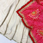 Ivory Chinon Kurti Pant Set with Printed Dupatta
