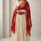 Ivory Chinon Kurti Pant Set with Printed Dupatta