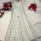 Ivory Chinon Silk Embroidered Anarkali Suit with Dupatta