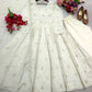 Ivory Chinon Silk Embroidered Anarkali Suit with Dupatta
