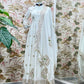 Ivory Chinon Silk Embroidered Festive Gown Set