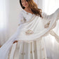 Ivory Chinon Silk Embroidered Festive Gown Set