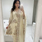 Ivory Cream Fendy Sequins Embroidered Kurti Palazzo Set for Wedding & Festive Wear