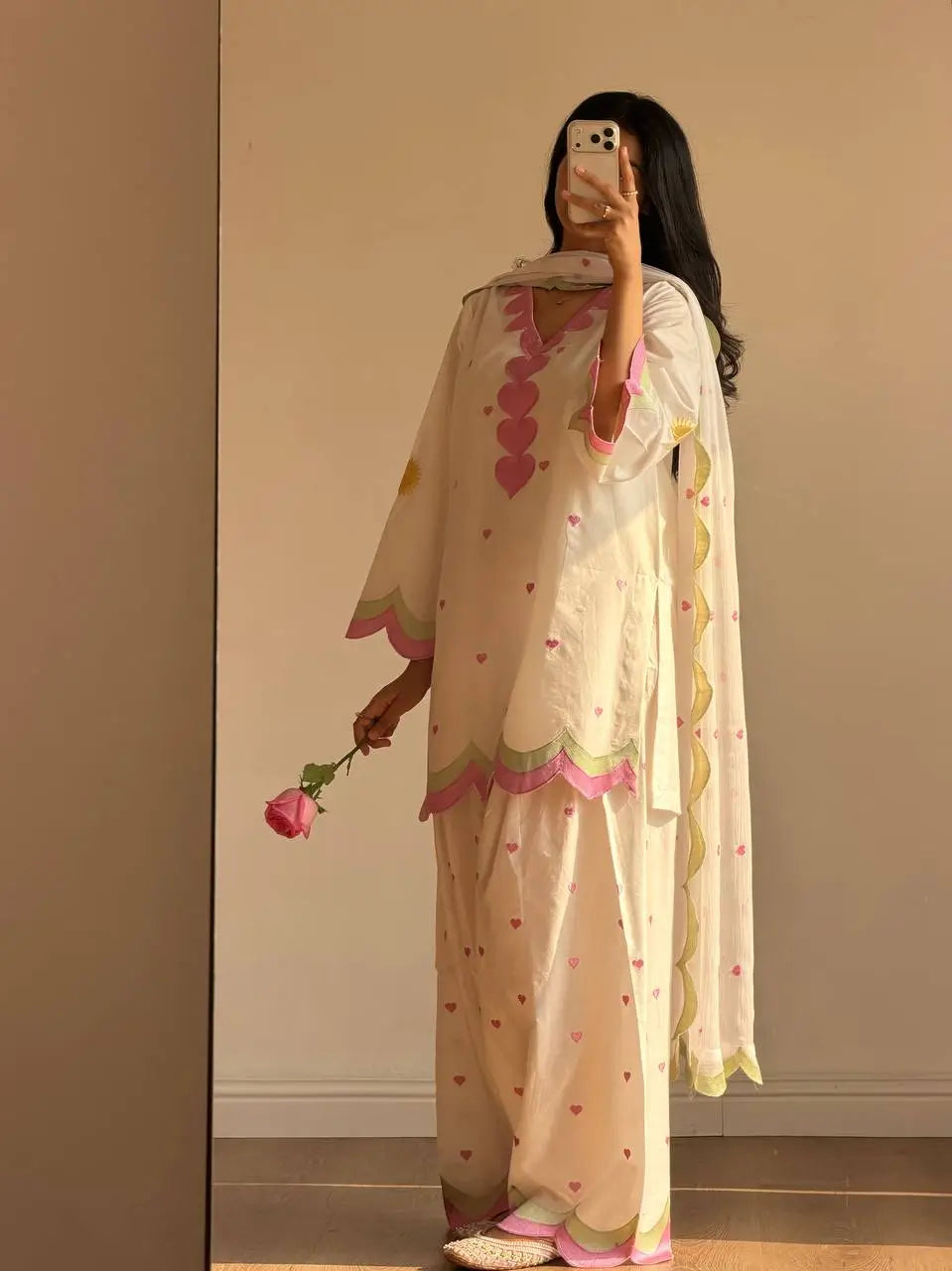 Ivory Embroidered Farshi Suit