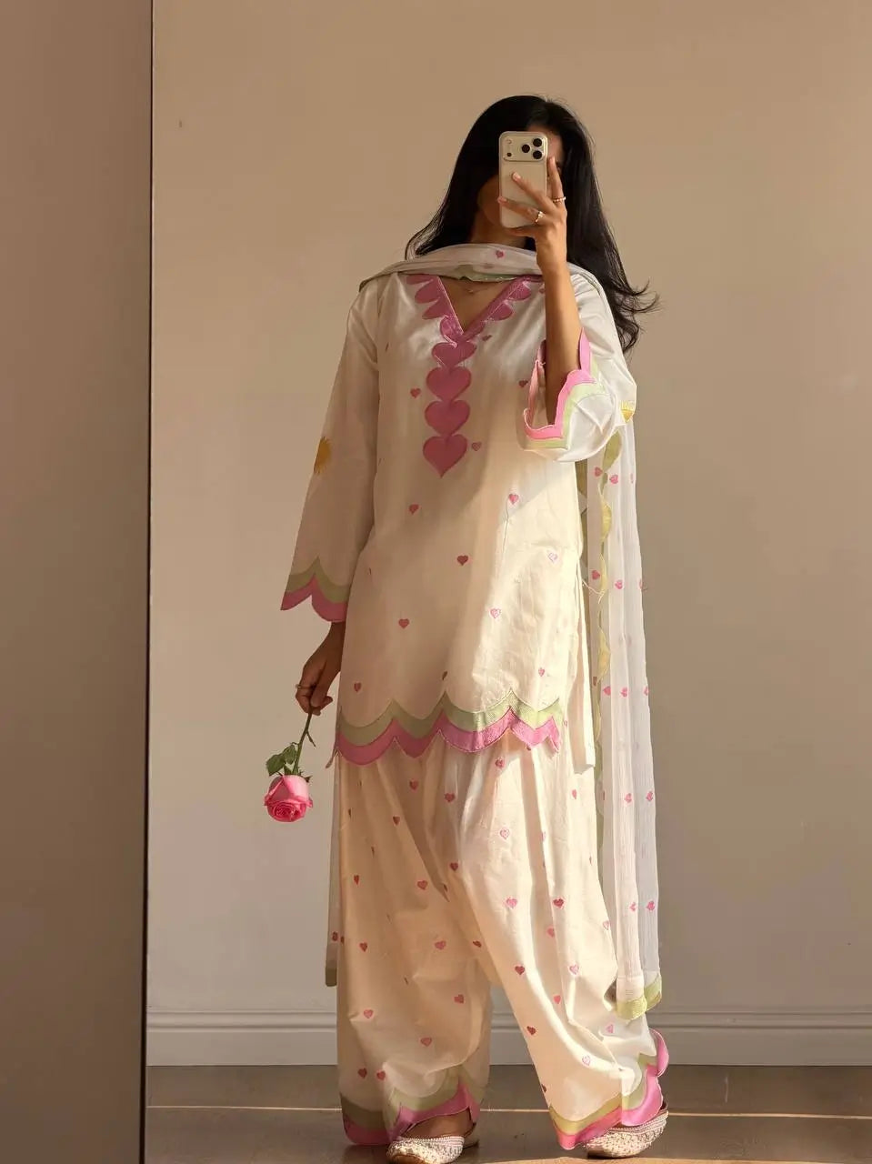 Ivory Embroidered Farshi Suit
