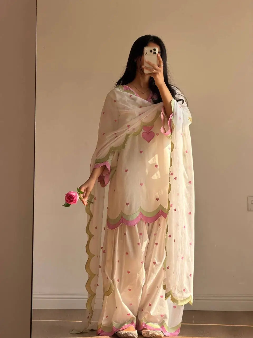Ivory Embroidered Farshi Suit