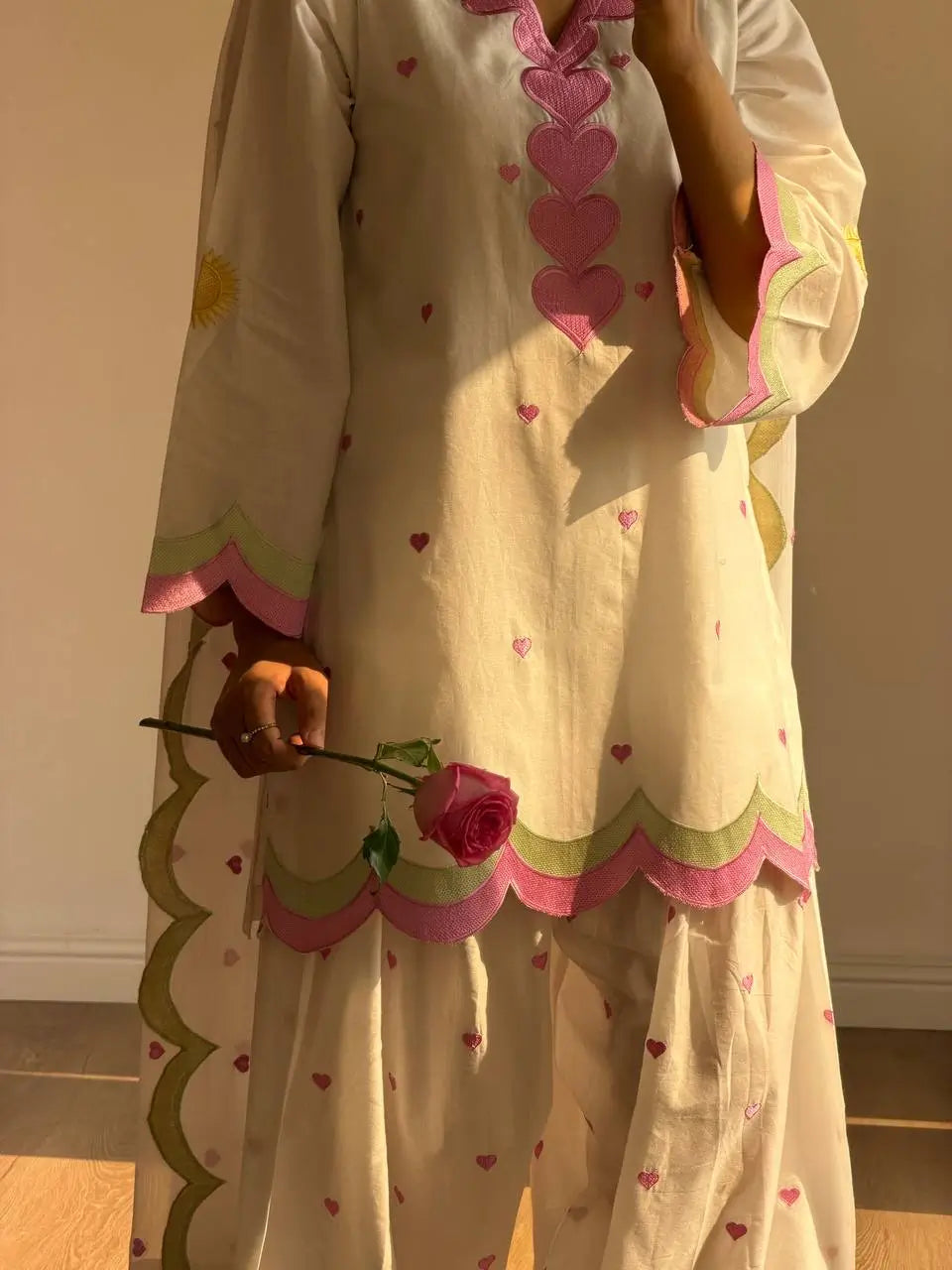 Ivory Embroidered Farshi Suit