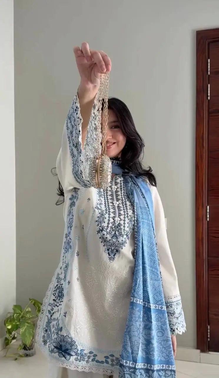 Ivory Embroidered Farshi Suit