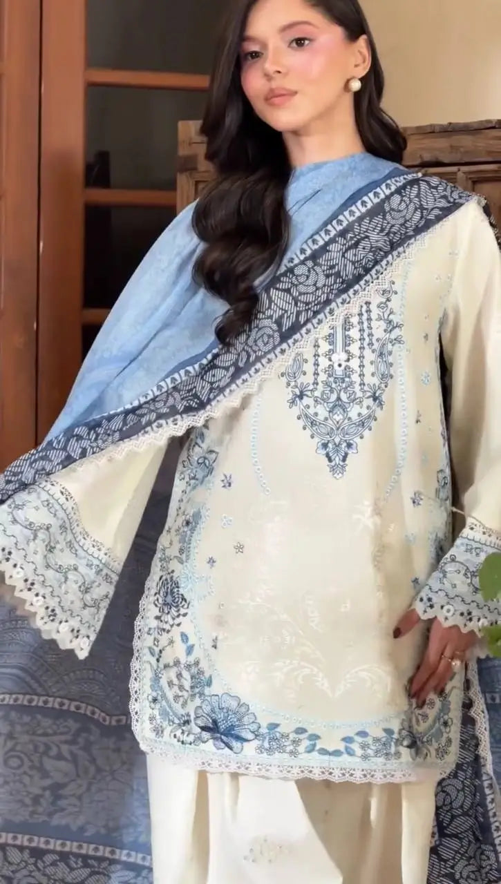 Ivory Embroidered Farshi Suit