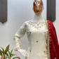 Ivory Fendy Sharara Set with Real Mirror Embroidery & Dupatta