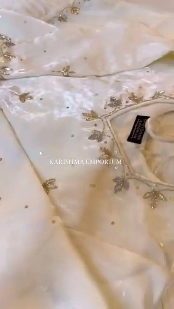 Ivory Fendy Sharara Set with Real Mirror Embroidery & Dupatta