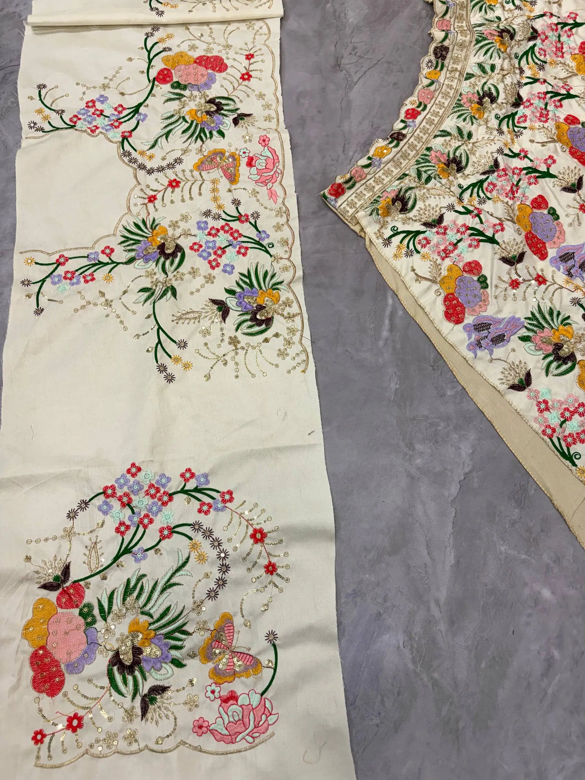 Ivory Floral Embroidered Masti Silk Lehenga Set for Wedding and Festive Occasions