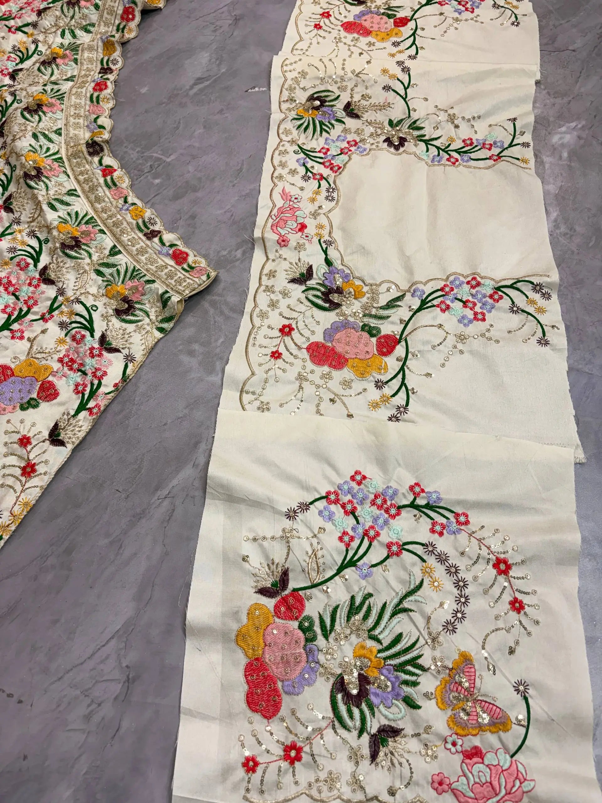 Ivory Floral Embroidered Masti Silk Lehenga Set for Wedding and Festive Occasions