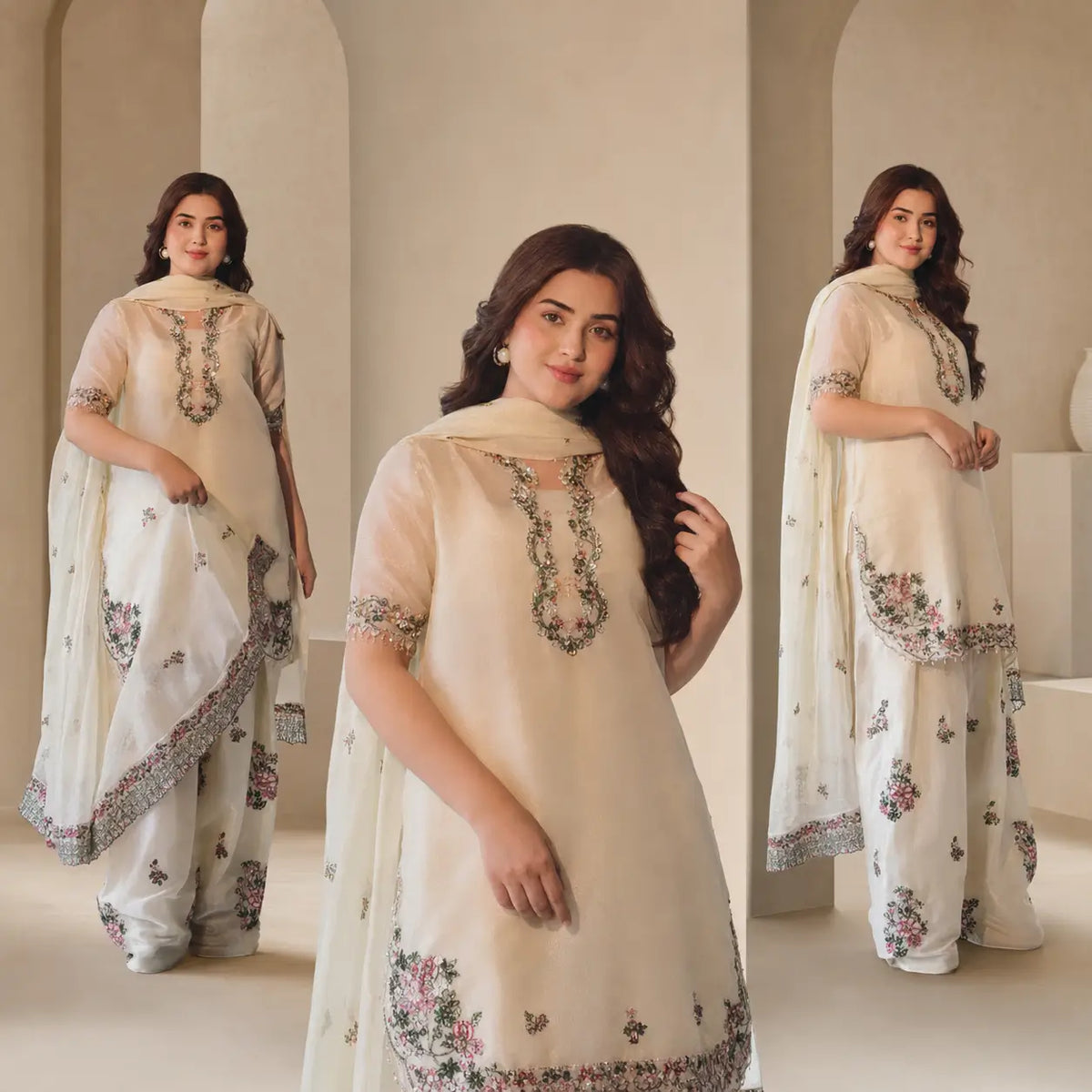 Ivory Floral Farshi Sharara