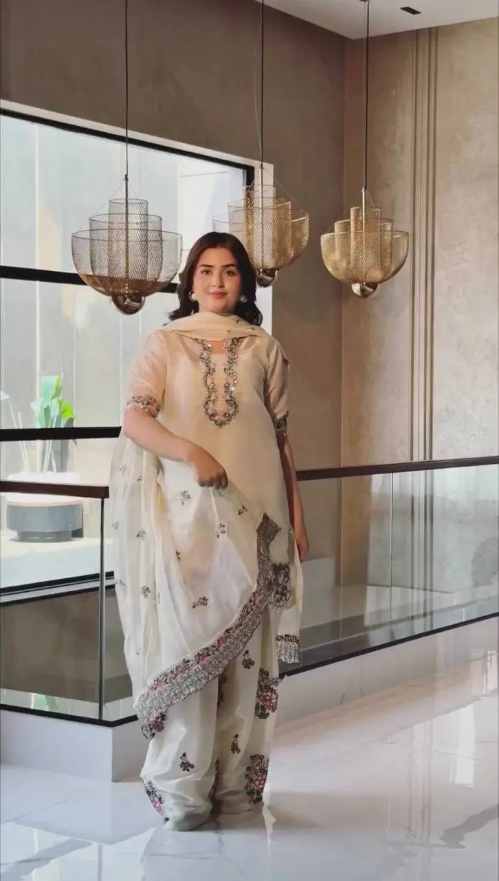 Ivory Floral Farshi Sharara
