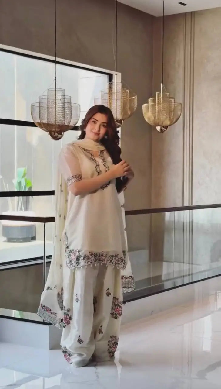 Ivory Floral Farshi Sharara