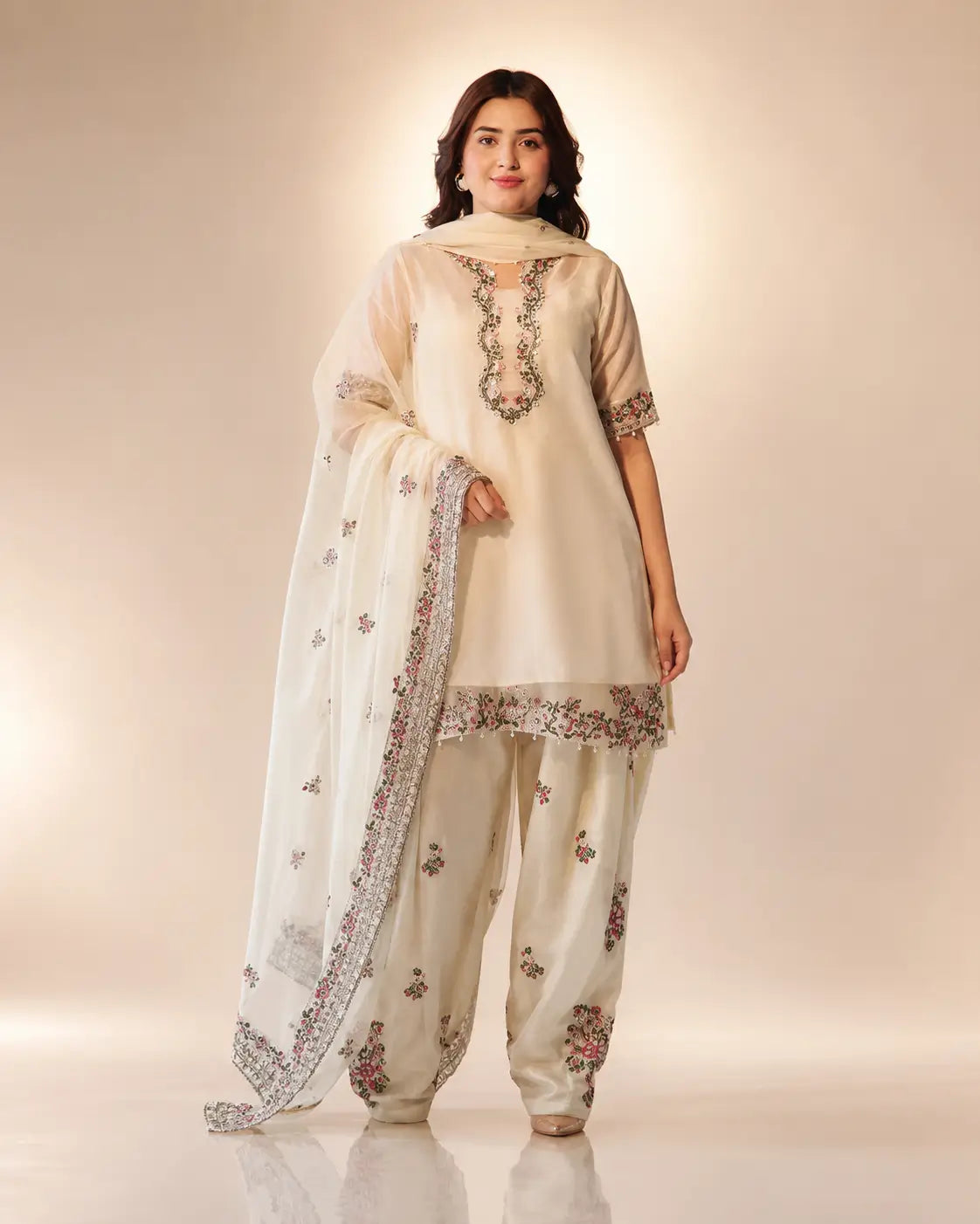 Ivory Floral Farshi Sharara