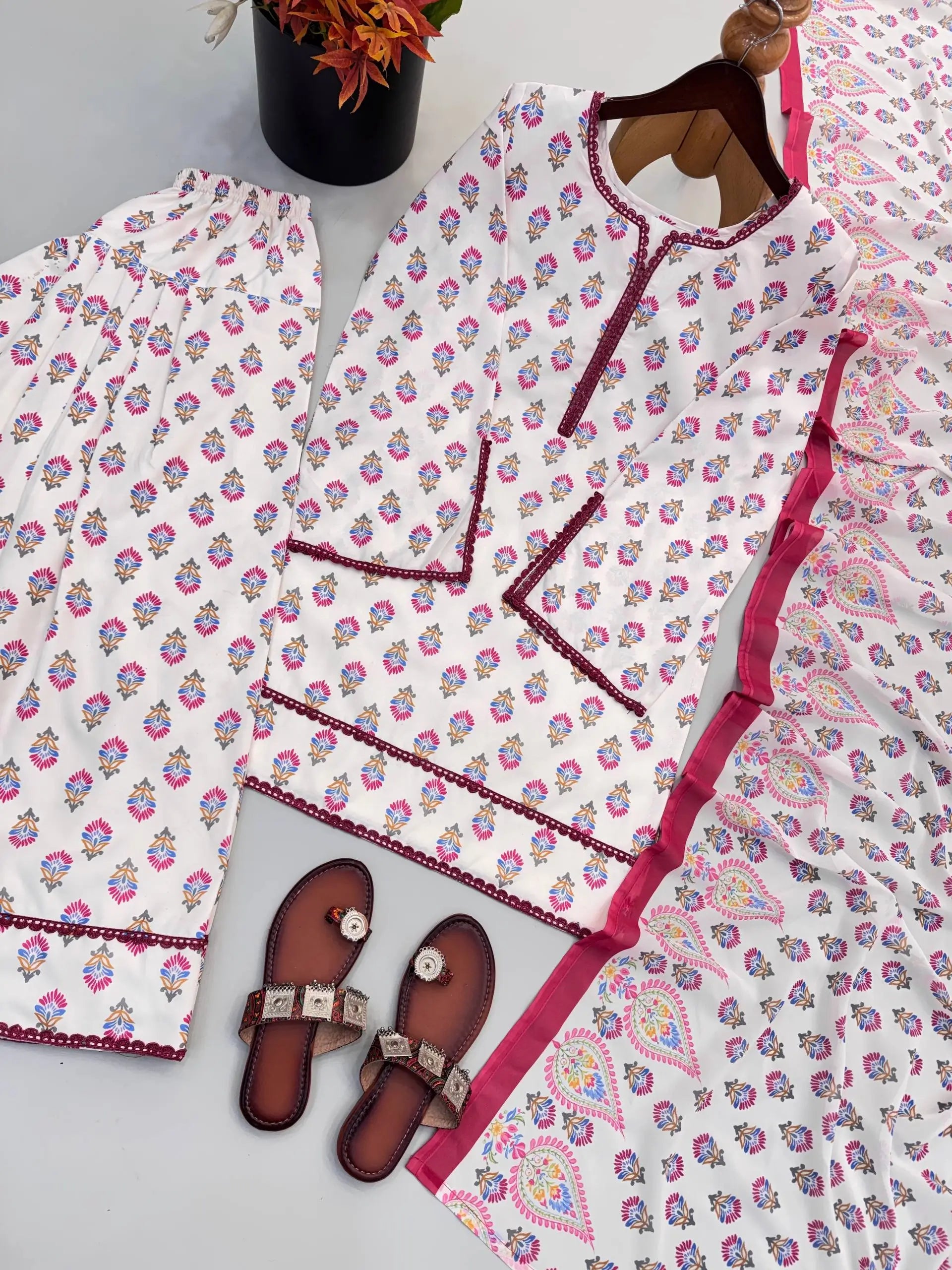 Ivory Floral Farshi Suit