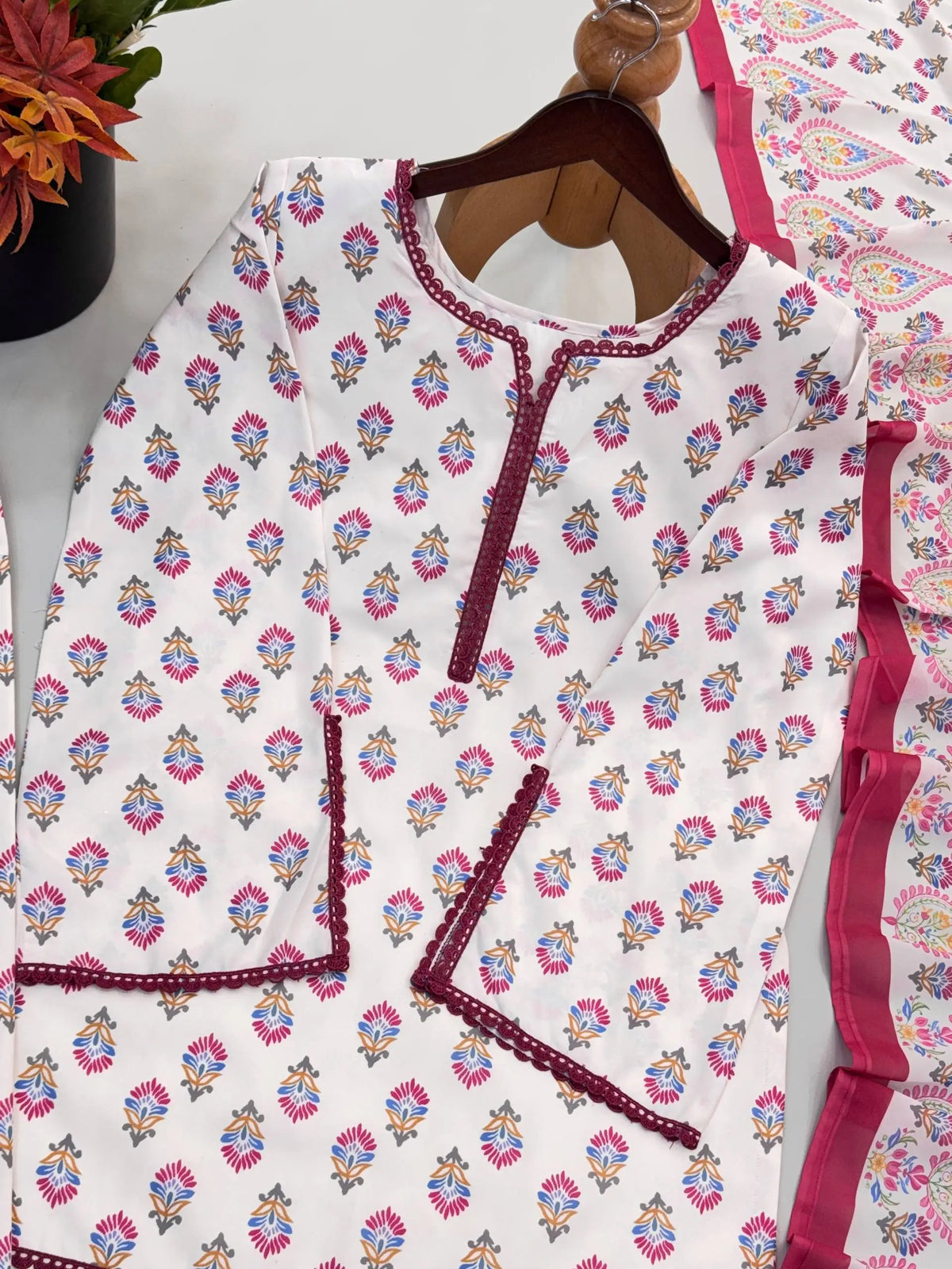 Ivory Floral Farshi Suit