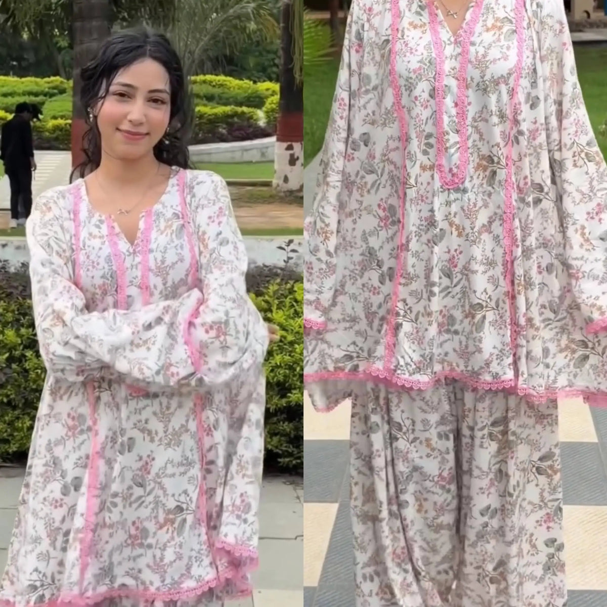 Ivory Floral Farshi Suit