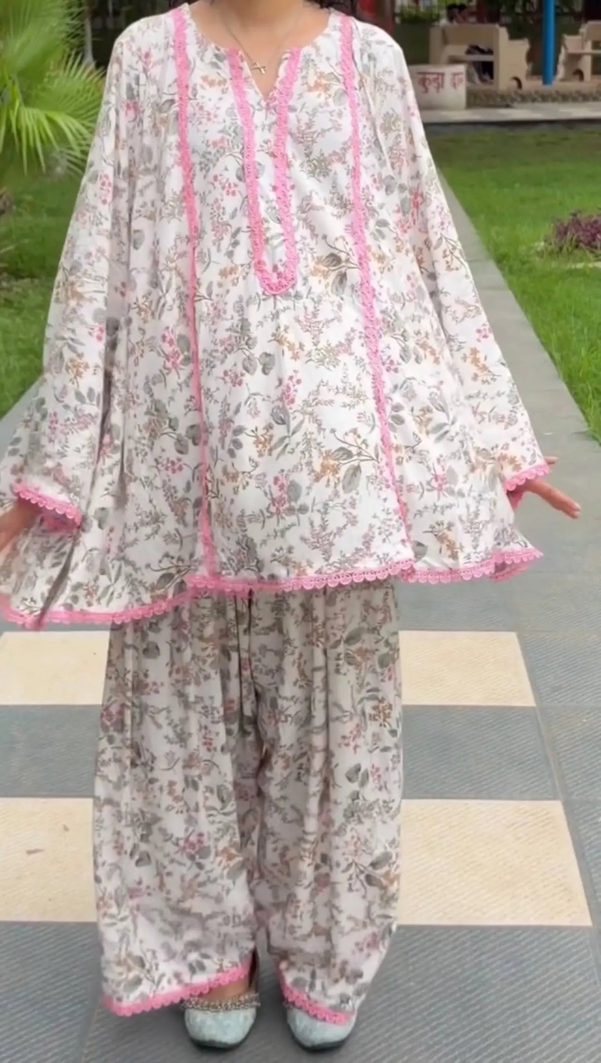 Ivory Floral Farshi Suit