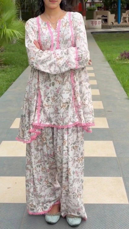 Ivory Floral Farshi Suit